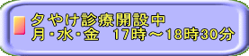 夕やけ診療開設中 月・水・金　17時～18時30分 